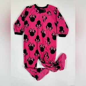 DISNEY Minnie Mouse Fleece Footed Pajamas 12 To 18 Months Pink Cozy